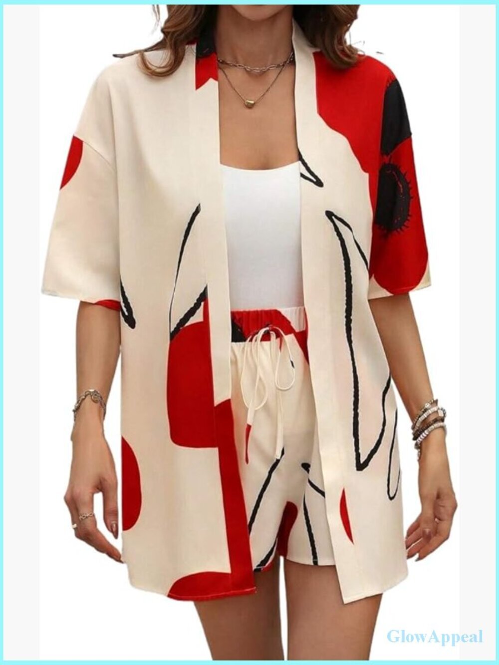 Women's 2-Piece Floral Print Jumpsuit with Cardigan Short Set